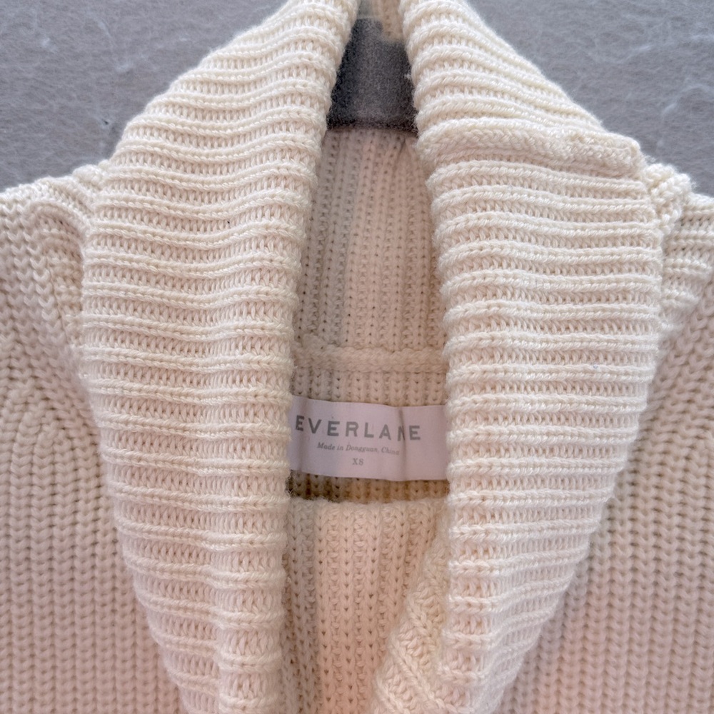 Everlane -Women’s The Chunky 100% Wool Sleeveless Turtleneck Vest Sweater Top Xs View 6
